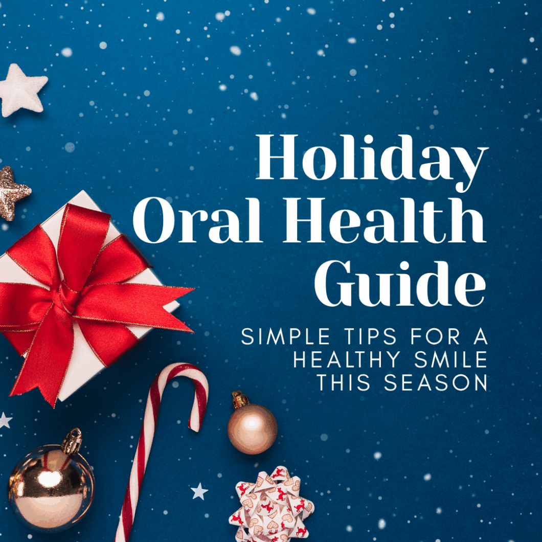 festive decorations representing dental care during holidays