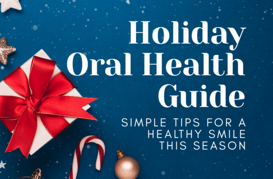 festive decorations representing dental care during holidays